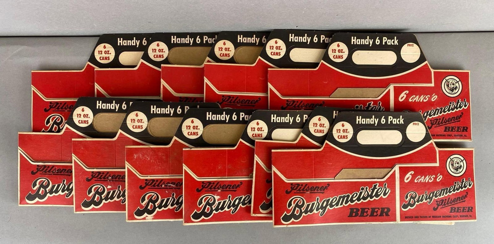 Group of Burgemeister Paper Advertising Beer Packs: Measures 7 x 13 1/4 inches.