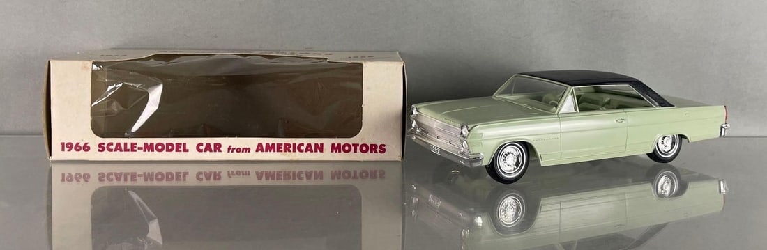 1966 AMC Ambassador Hardtop Crescent Green Friction Dealership Promo Car: Crescent Green interior, Granada green, working condition, original box, 1/24 scale