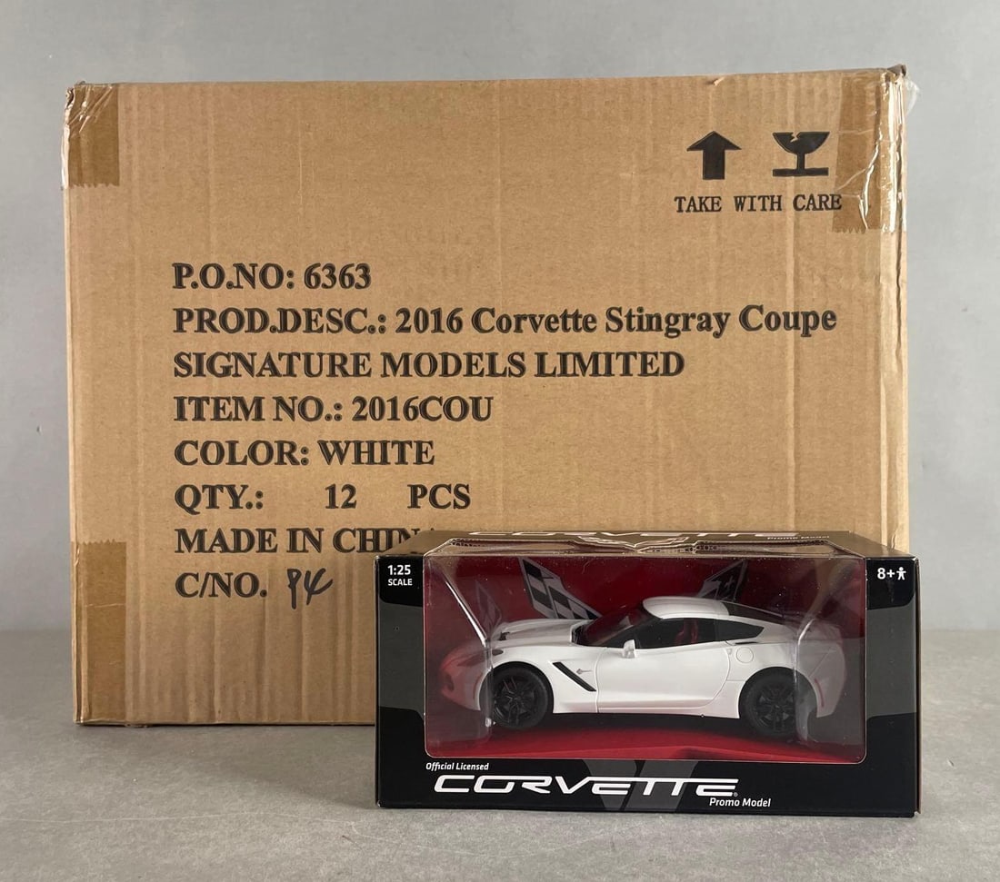 Shipping Box of 12 2016 Chevy Corvette Stingray Coupe White Promo Cars (1 of 4)
