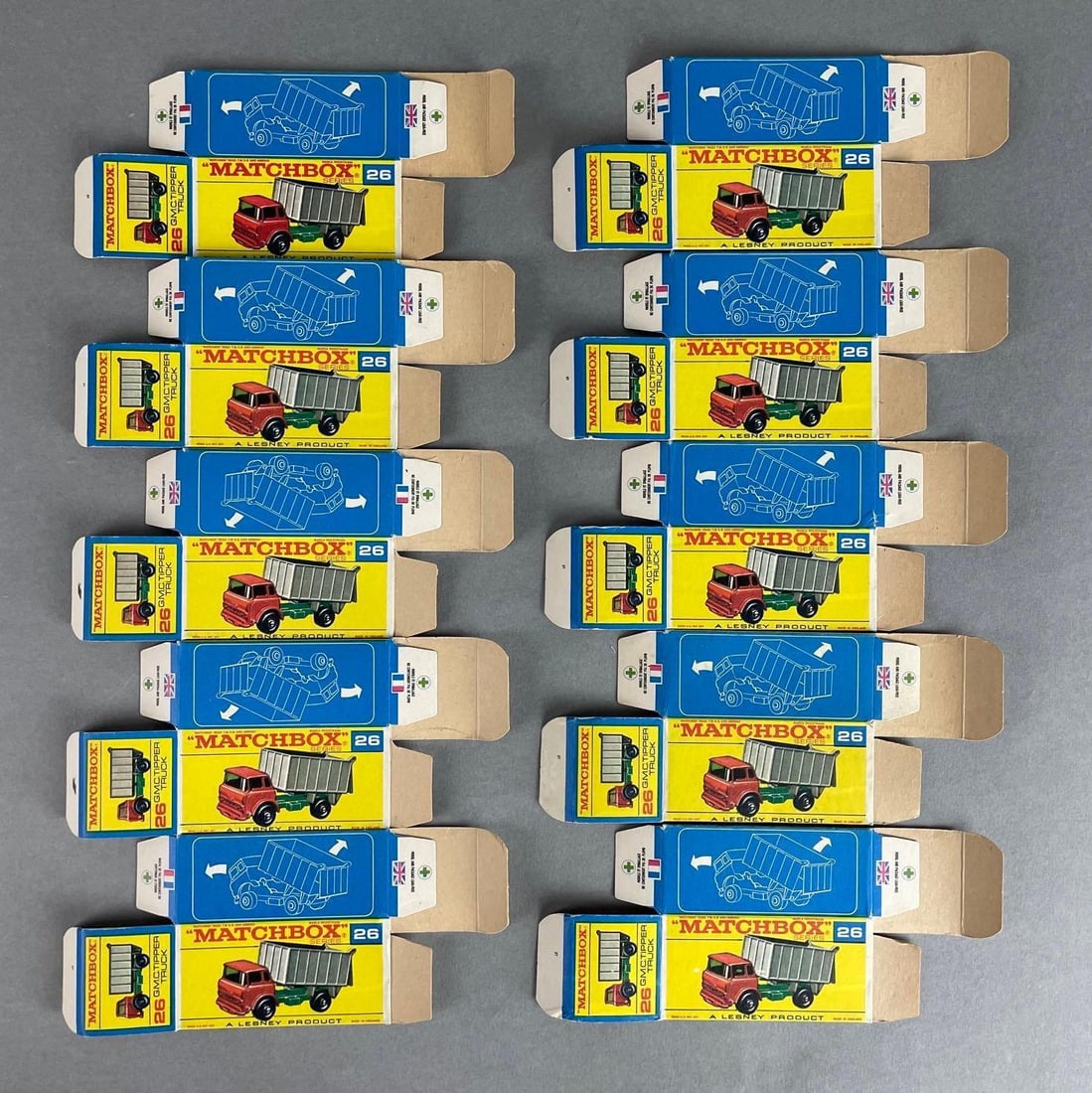 Group of Matchbox F Type No. 26 Boxes: Group of Matchbox F Type No. 26 Boxes