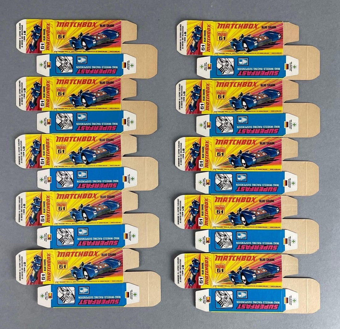 Group of Matchbox J Type No. 61 Boxes: Blue shark