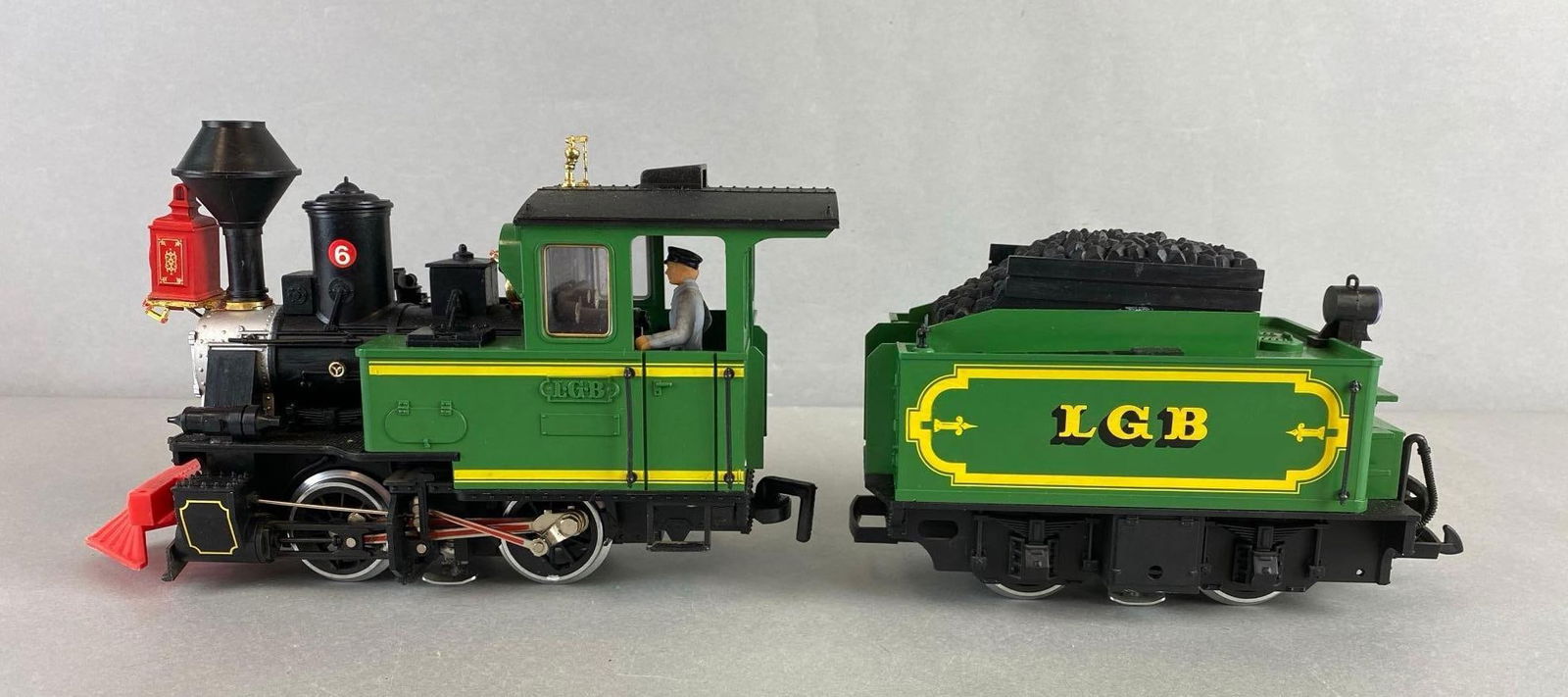 LGB by Lehman Locomotive with Power Tender G Scale: Untested. Measures 11 inches.