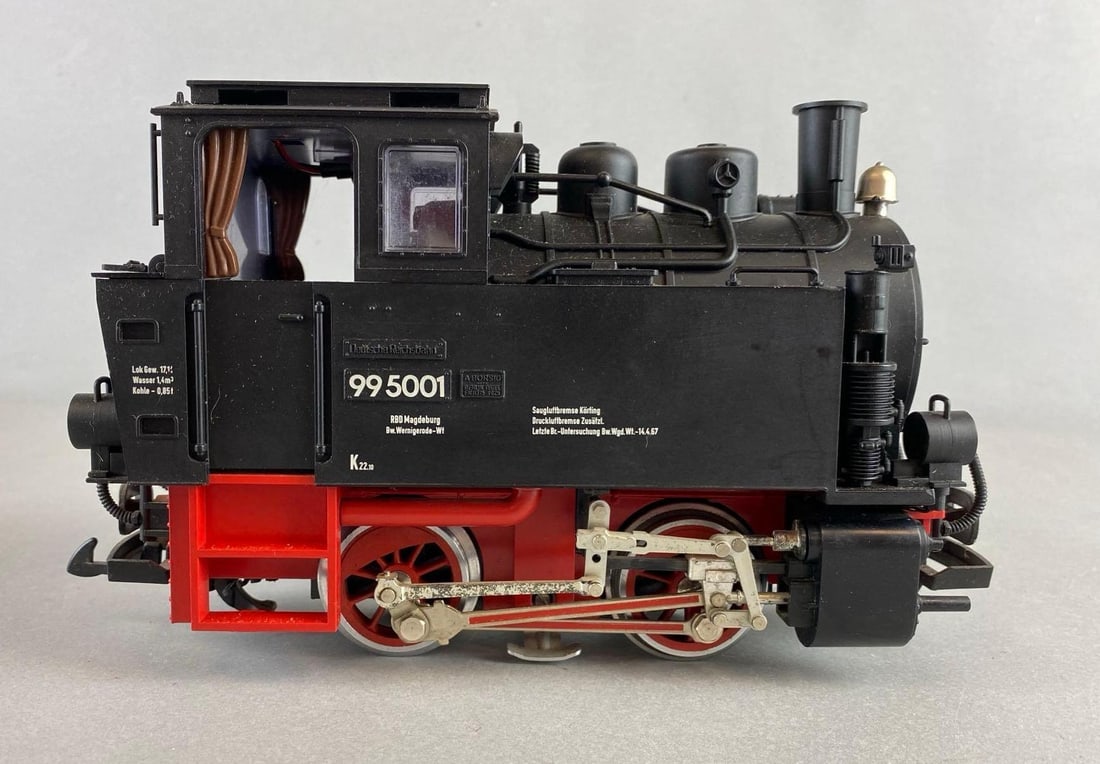 LGB by Lehmann Steam Locomotive G Scale: Untested. Measures 10 inches.