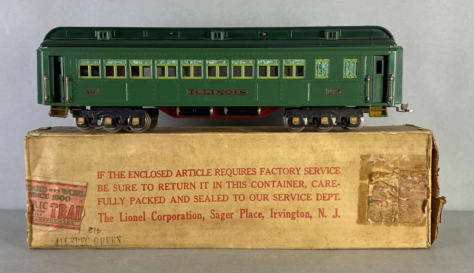 Prewar Lionel Lines S Scale No. 414 Illinois Passenger Car Auction