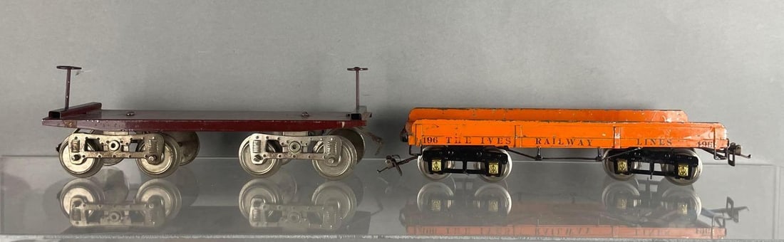 Group of Lionel and American Flyer S Scale Flatbed Train Cars (1 of 5)