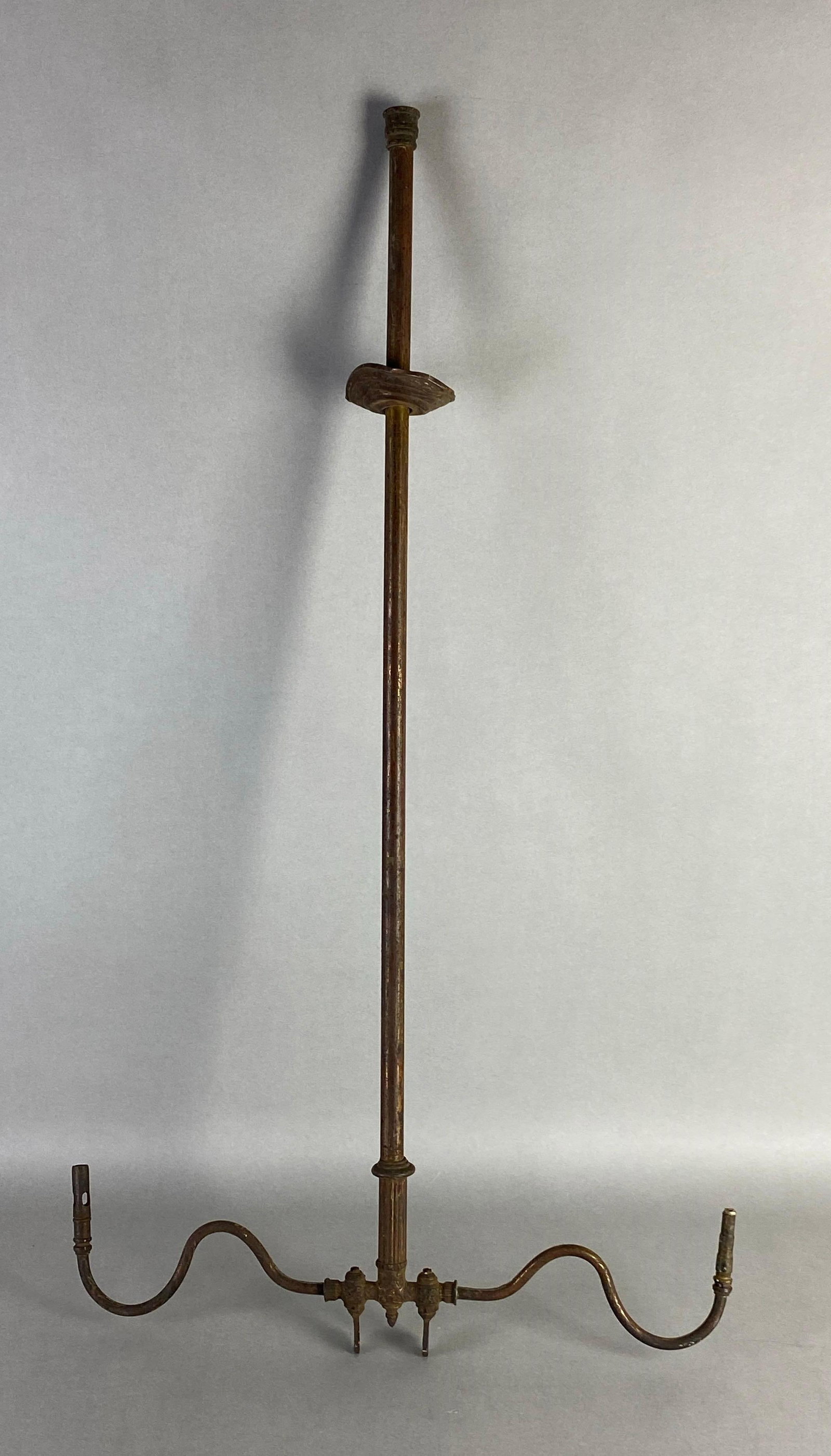 Antique Metal 2 Arm Art Deco Gas Light Fixture: Measures 33 x 17 x 1 inches