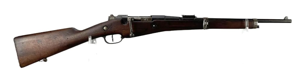 French MLE 1892 MD Berthier 8mm Bolt Action Carbine Rifle with Bayonet: Serial # 62933. Manufactured in 1917, chatellerault