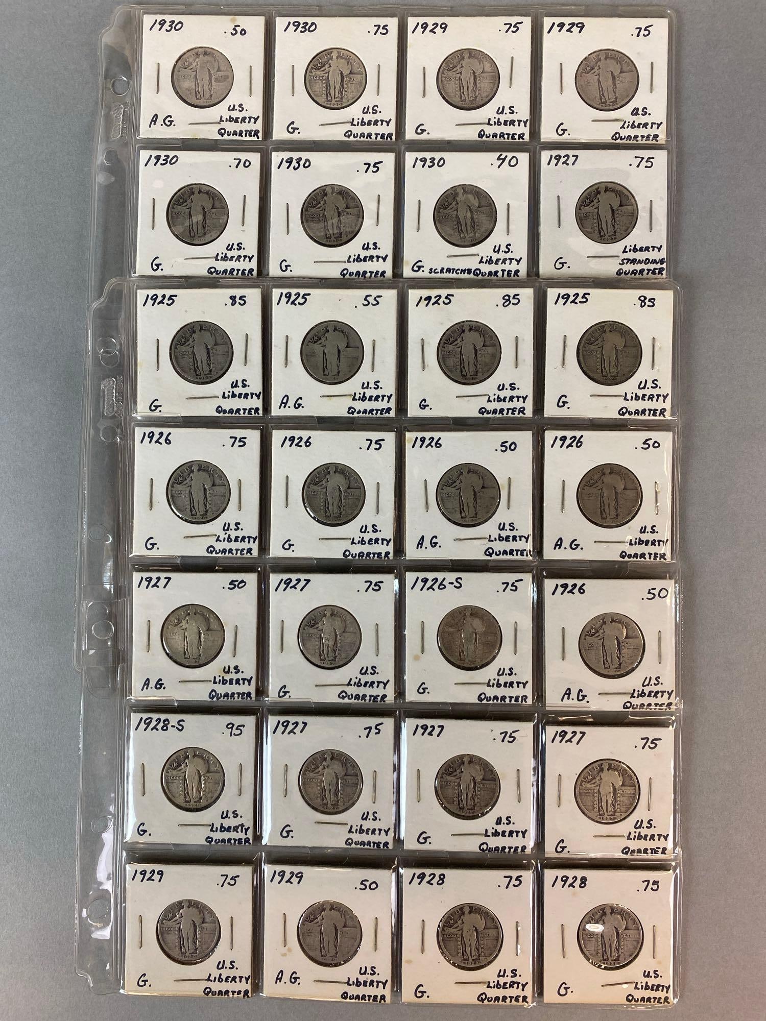 Group of 28 1925-1930 Liberty Standing Quarters (1 of 5)