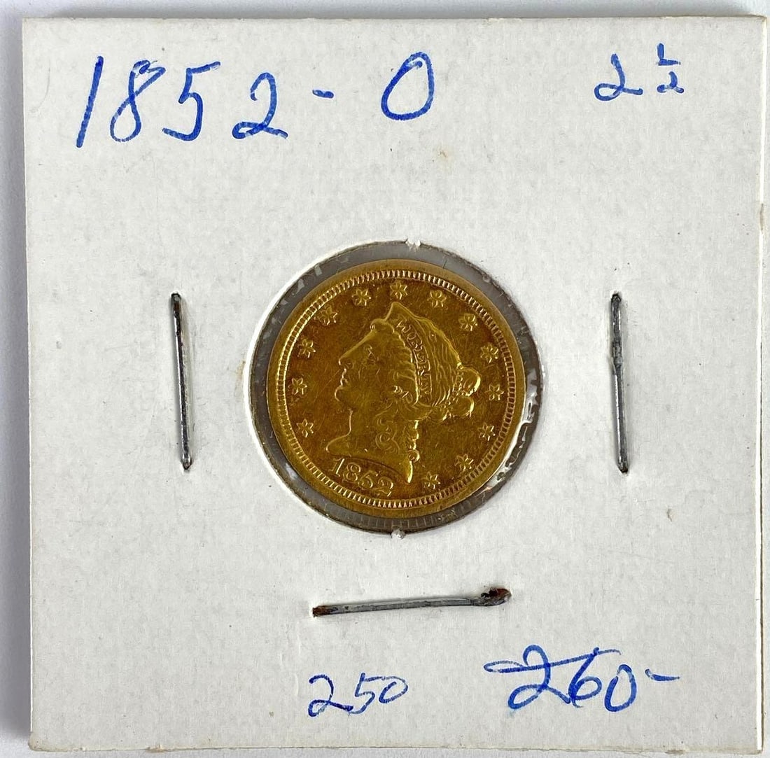 1852-O $2.50 Liberty Head Gold Coin: 1852-O $2.50 Liberty Head Gold Coin