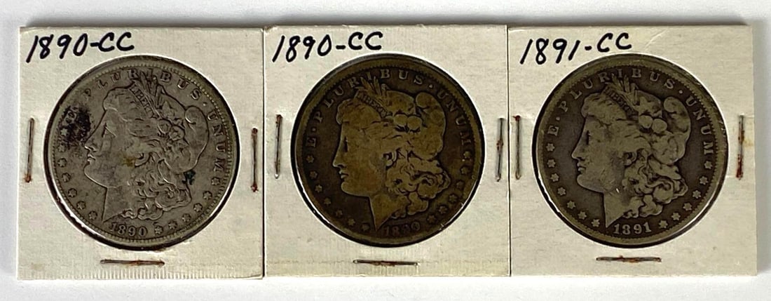 Group of (3) 1890-1891 CC US Morgan Silver Dollars (1 of 2)