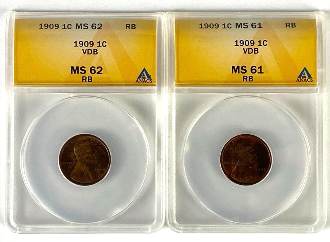 Group of (2) Graded 1909 VDB Lincoln Pennies (1 of 3)