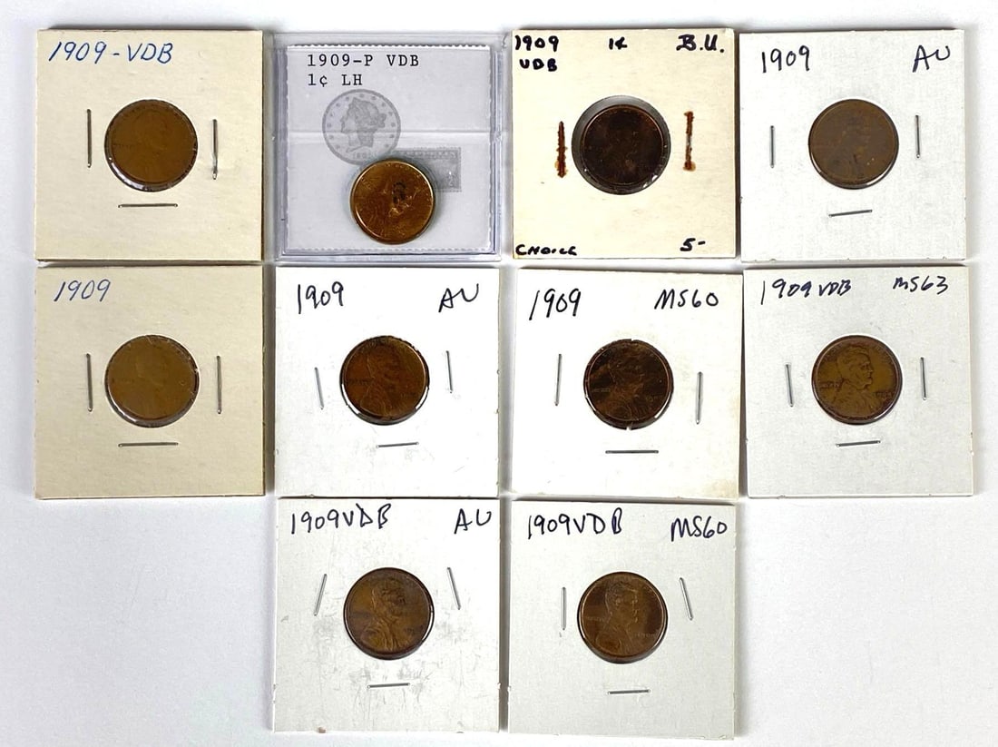 Group of (10) 1909 US Lincoln Wheat Cents (1 of 2)