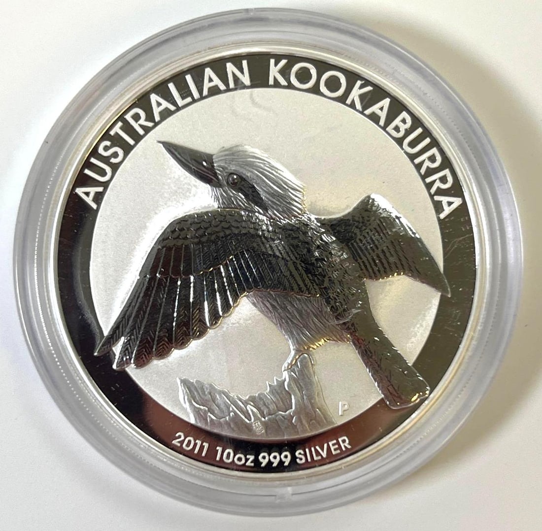 RARE 2011 Australia Kookaburra 10 oz .999 Fine Silver Round in Cap (1 of 2)