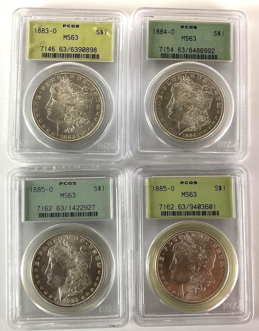 Group of (4) 1883-1885 PCGS MS63 US Morgan Silver Dollar (1 of 2)