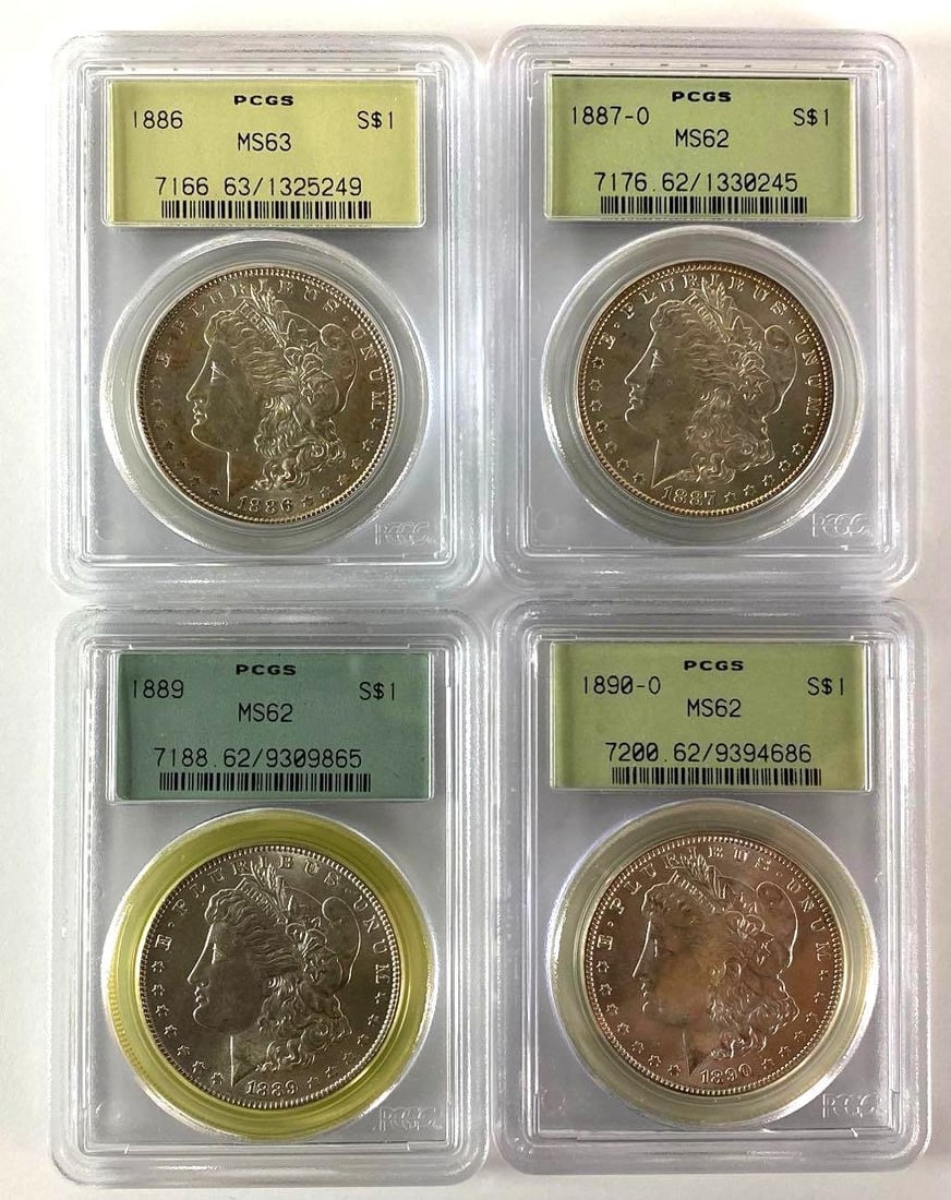 Group of (4) PCGS MS63 US Morgan Silver Dollars (1 of 2)