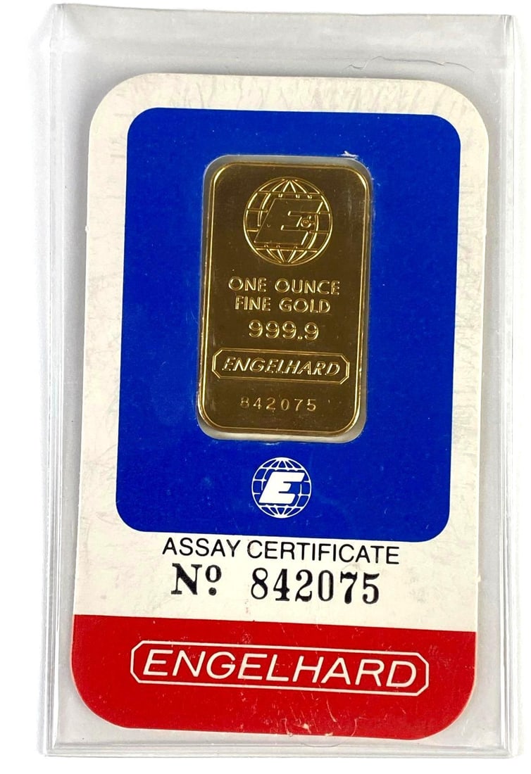 Engelhard 1oz .9999 Fine Gold Ingot/Bar: No. 842075
