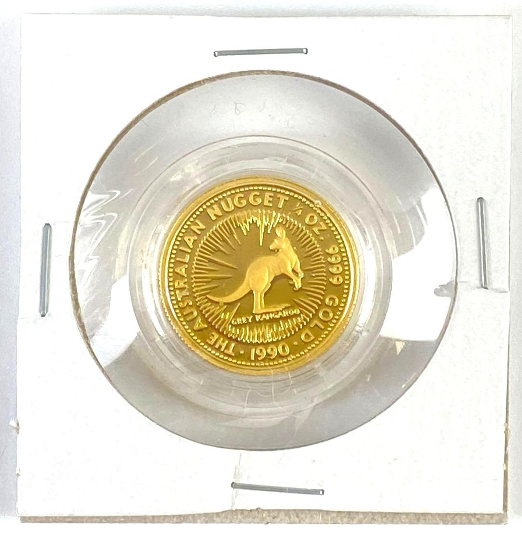1990 $25 Elizabeth II Australia Nugget Grey Kangaroo 1/4 oz .9999 Gold Coin: 1990 $25 Elizabeth II Australia Nugget Grey Kangaroo 1/4oz .9999 Gold Coin