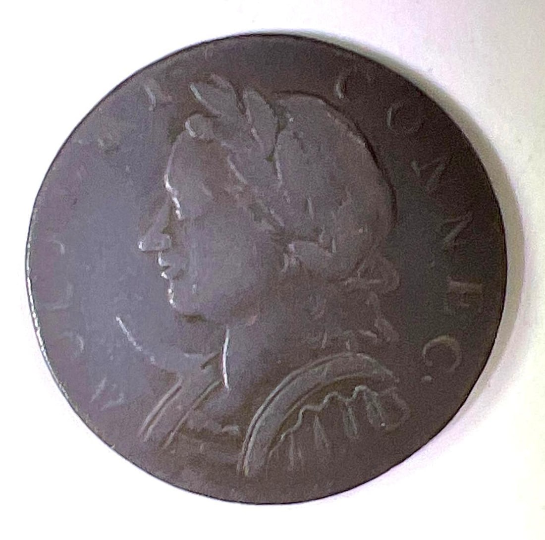 Colonial Copper 1787 1/2 Penny Connecticut Mailed Bust Left KM 3.1 (1 of 2)