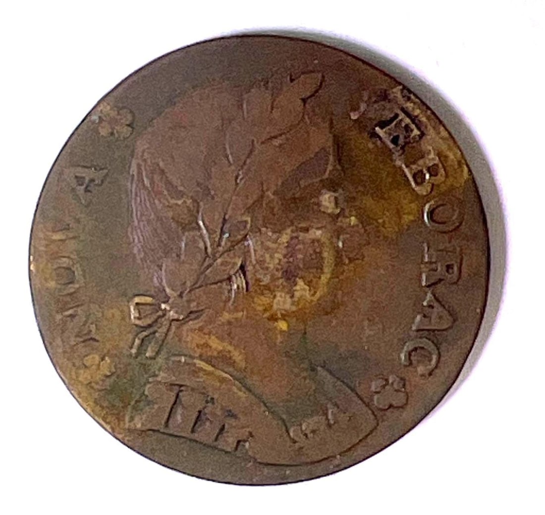 Colonial Copper 1787 1/2 Penny Nova Eborac Seated Left KM 10 (1 of 2)