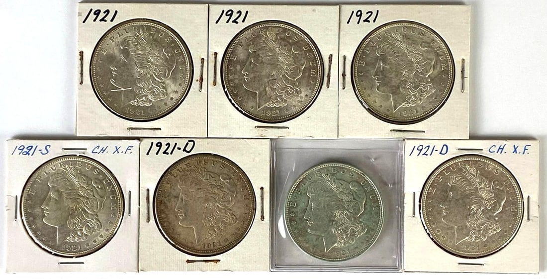 Group of (7) 1921 US Morgan Silver Dollars (1 of 2)