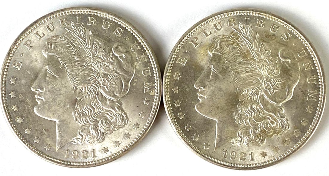Group of (2) 1921 US Morgan Silver Dollars (1 of 2)