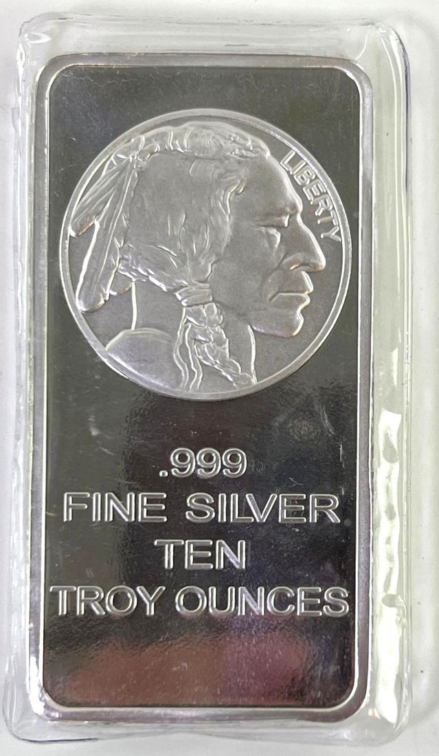 Native American Buffalo 10 oz .999 Fine Silver Bar (1 of 2)