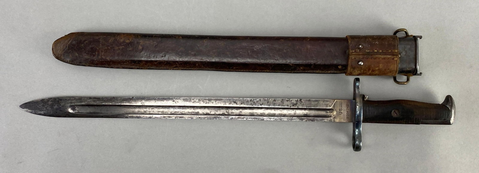 1918 US M1 Bayonet with Scabbard: Serial # 1004742, measures 20 1/2 inches in length with a 15 inch blade