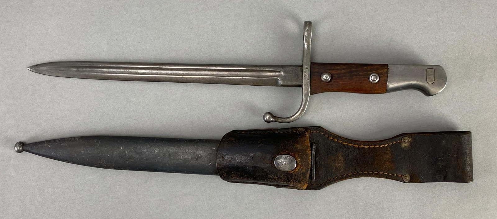 Turkish M1903 Süngü Bayonet With Scabbard and Frog: Serial # 25648, measures 15 inches in length with a 9 inch blade
