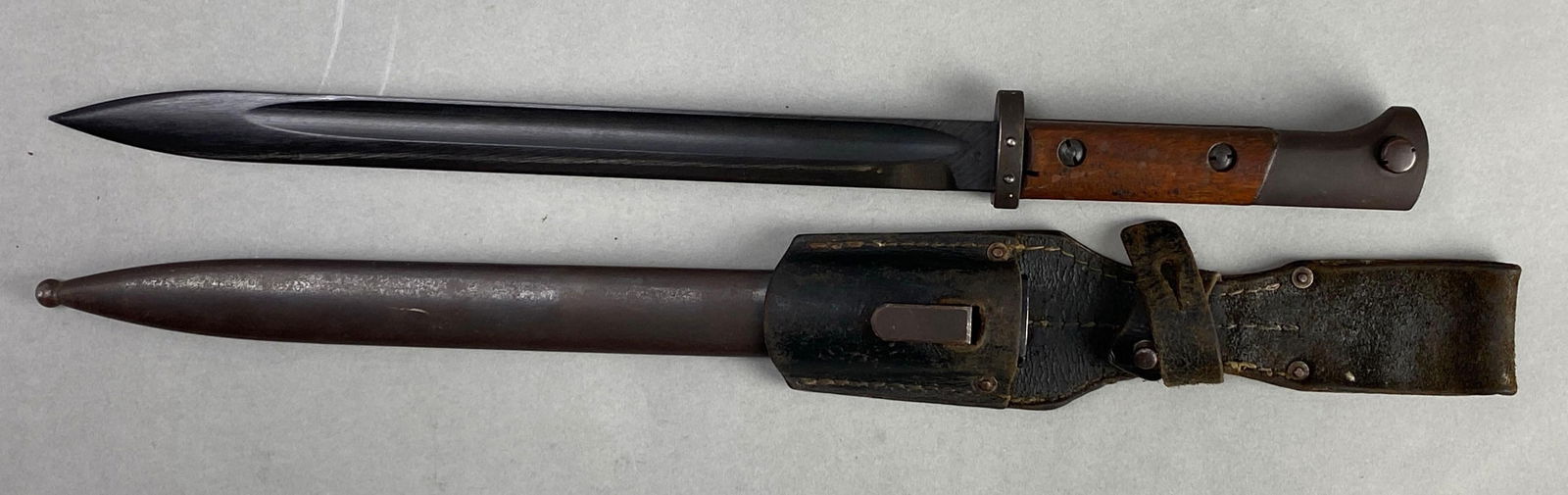Czechoslovakian K98 Rifle Bayonet with Scabbard and Frog: Measures 17 inches in length with a 11 inch blade