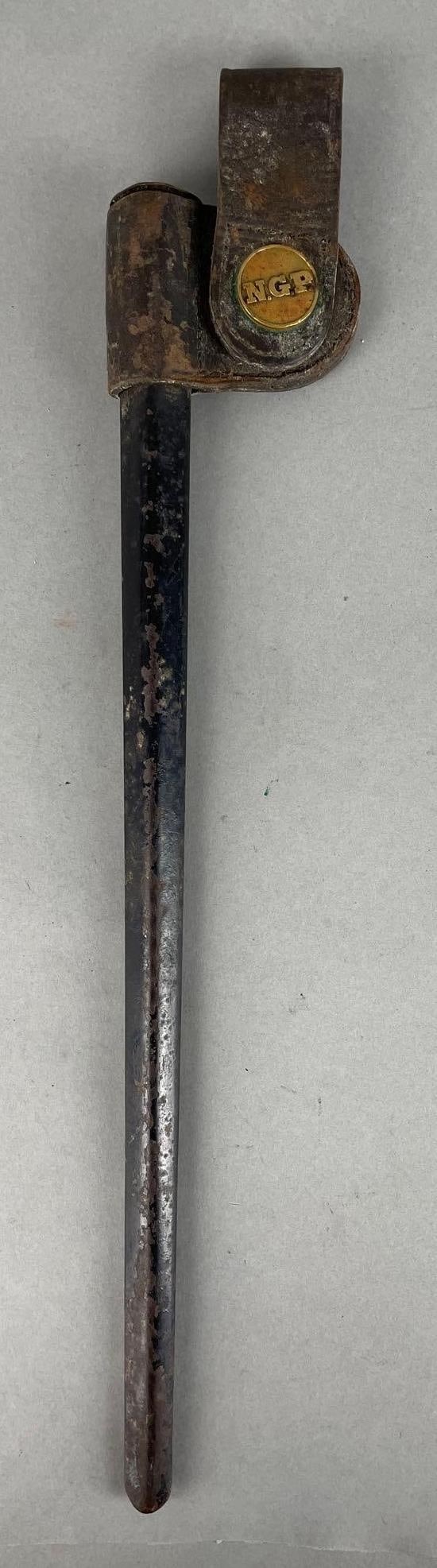 U.S. Indian Wars N.G.P. Bayonet Scabbard: National guard of Pennsylvania. Measures 20 1/4 inches overall