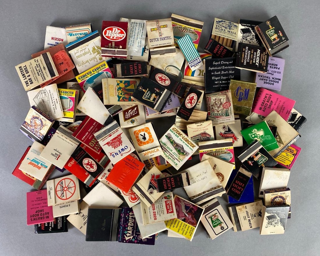 Group of Advertising Matchbooks: Includes Schlitz, Dr. Pepper, Playboy, Holiday Inn, and more, Most used.