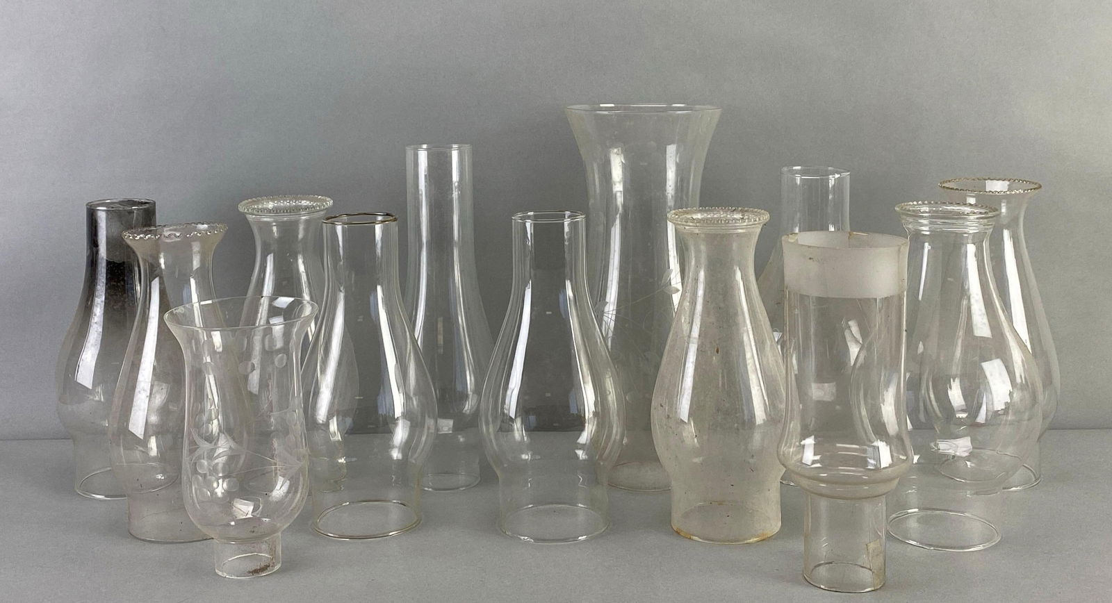 Group of Assorted Glass Oil Lamp Chimneys (1 of 3)
