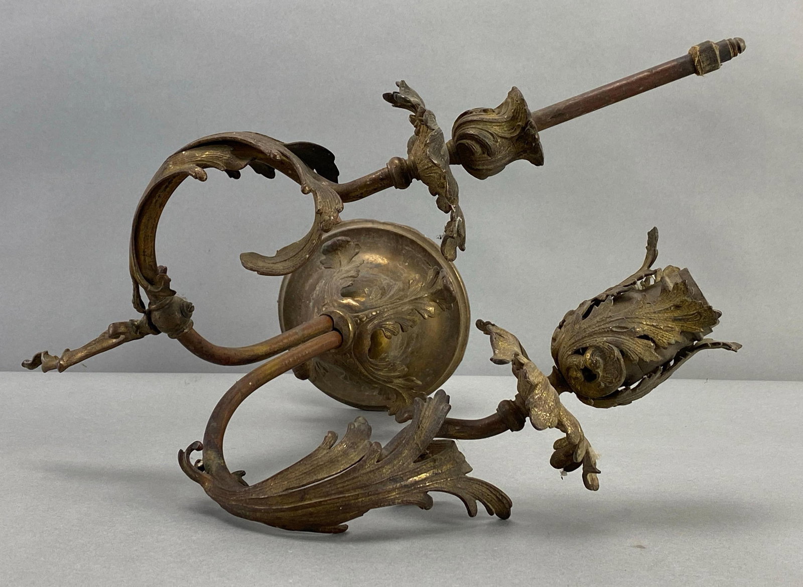 Antique Floral Brass 2 Arm Gas and Electric Wall Sconce (1 of 4)