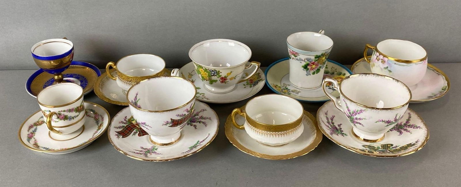 Group of 9 Assorted Teacups and Saucers (1 of 4)