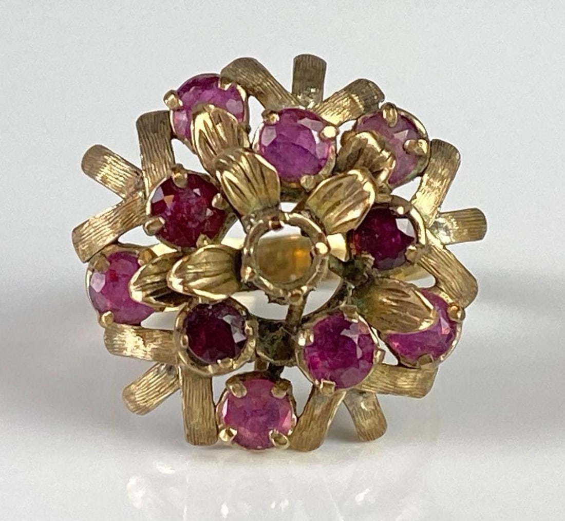 18K Gold Ruby Flower Ring (1 of 6)