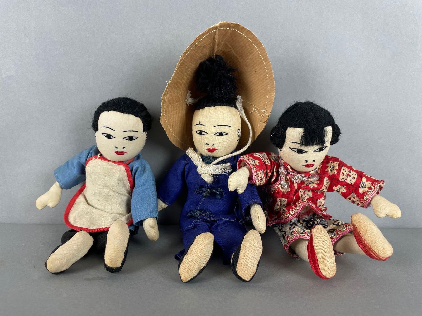 Group of 3 Vintage Chinese Cloth Dolls (1 of 2)
