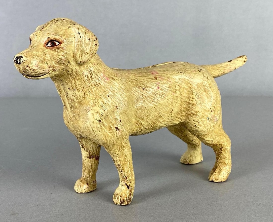 Antique Cast Iron Yellow Labrador Dog Coin Bank (1 of 6)