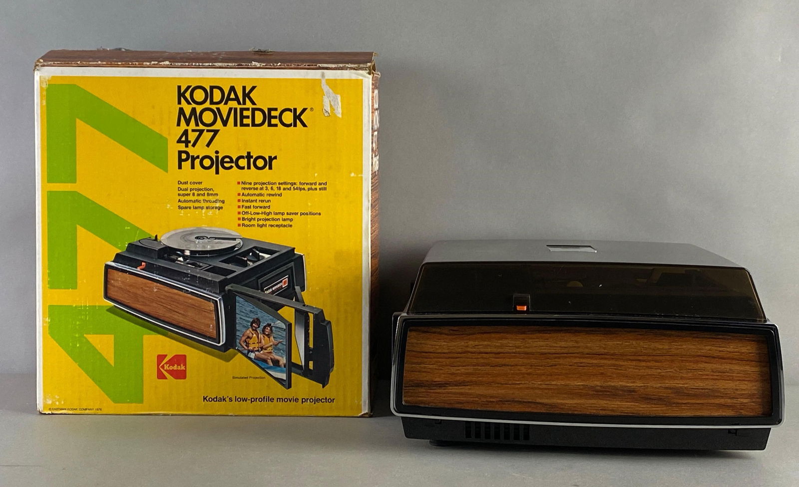 Kodak Moviedeck 477 Low-Profile Projector: Untested, in original box, measures 6 1/4 x 12 x 12 inches