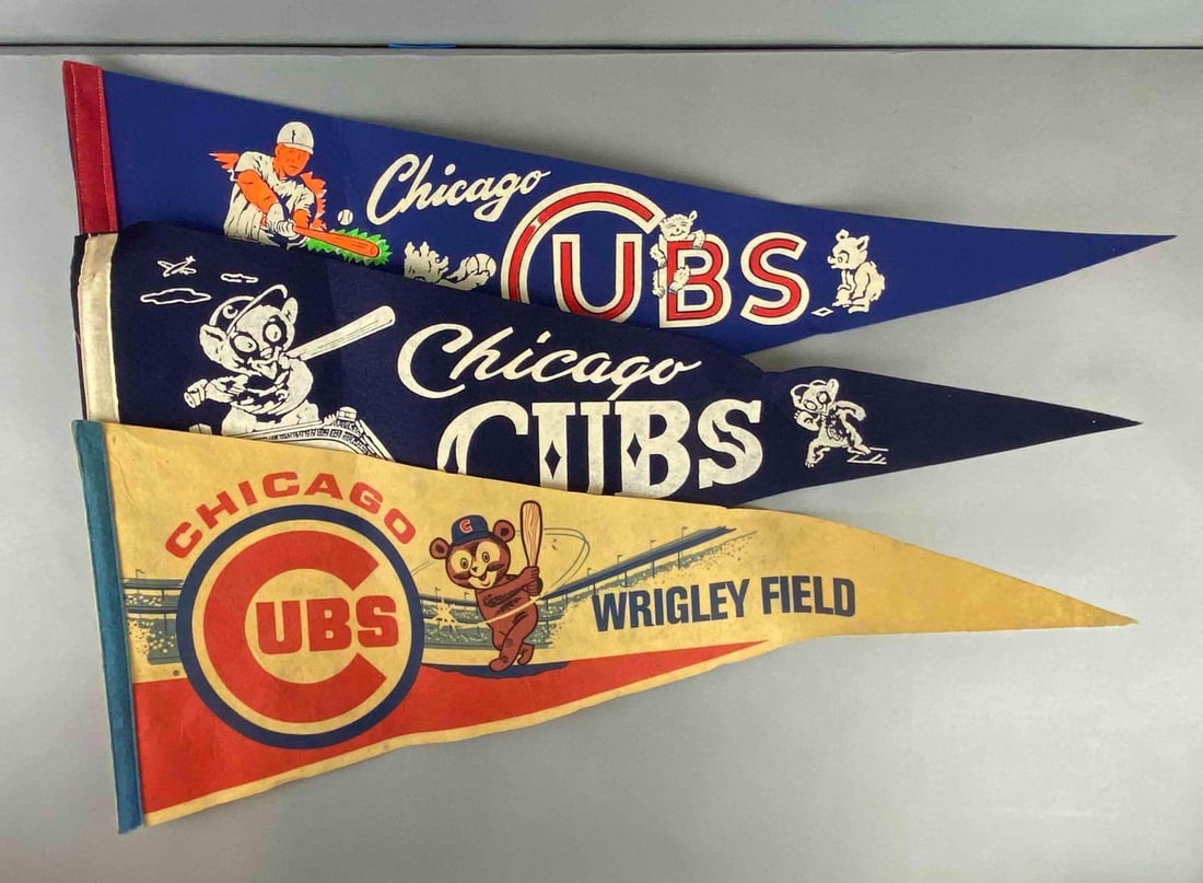 Group of 3 Vintage Chicago Cubs Felt Pennants (1 of 5)