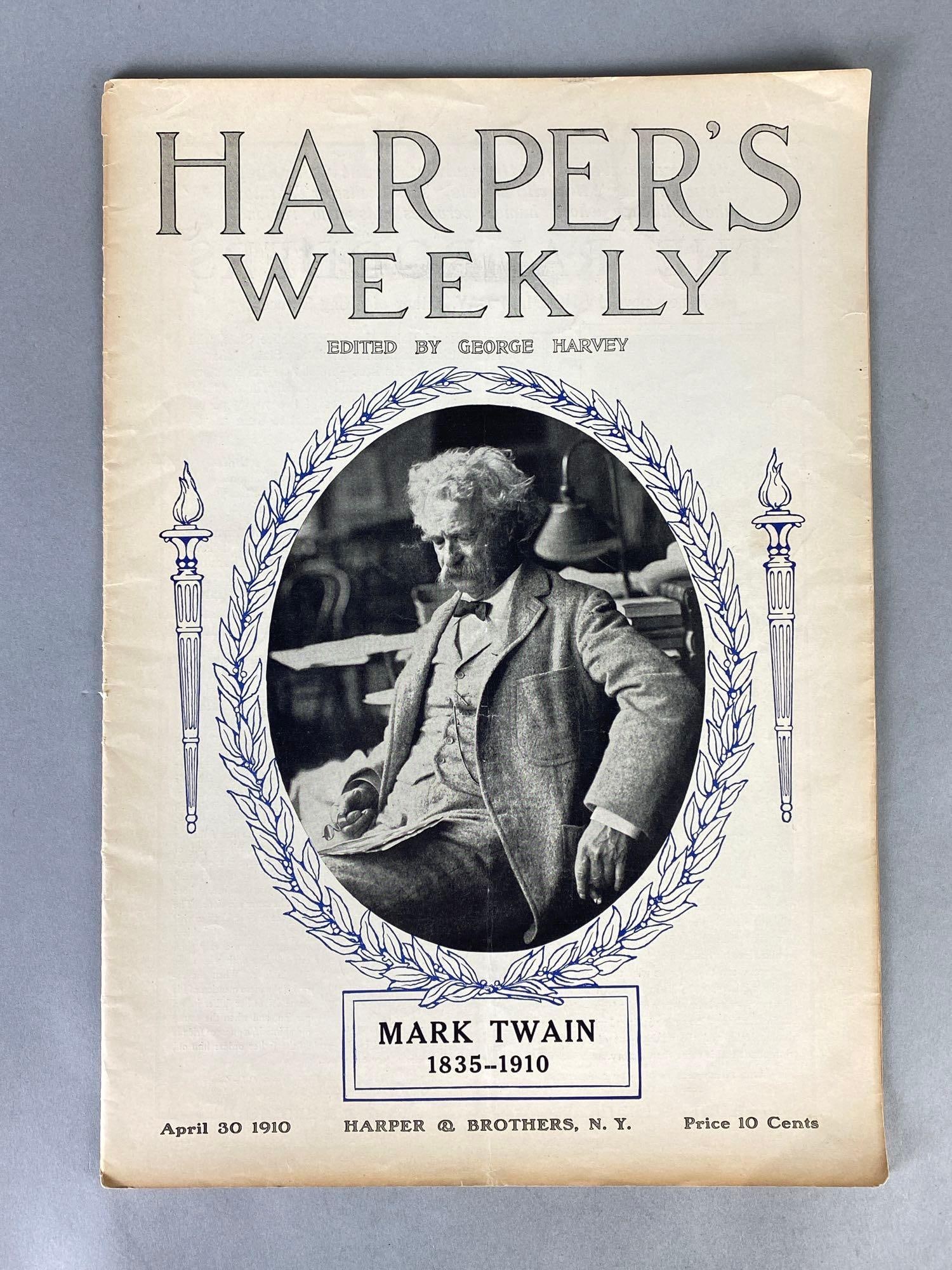 April 30, 1910 Harpers Weekly Death of Mark Twain Magazine (1 of 6)