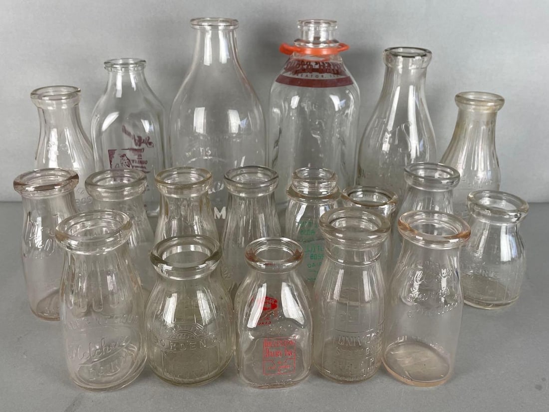 Group of Glass Milk Advertising Bottles (1 of 4)