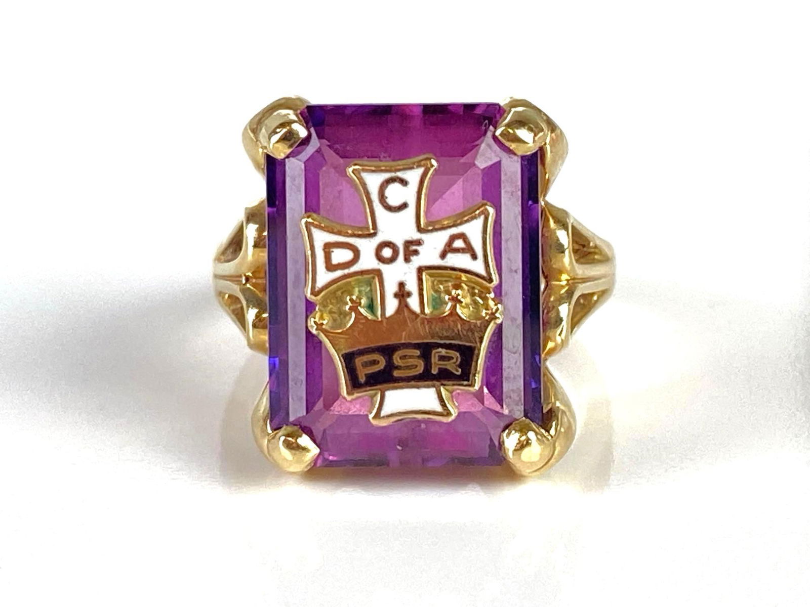 14K Gold Purple Moissanite C D of A Cross Ring (1 of 6)
