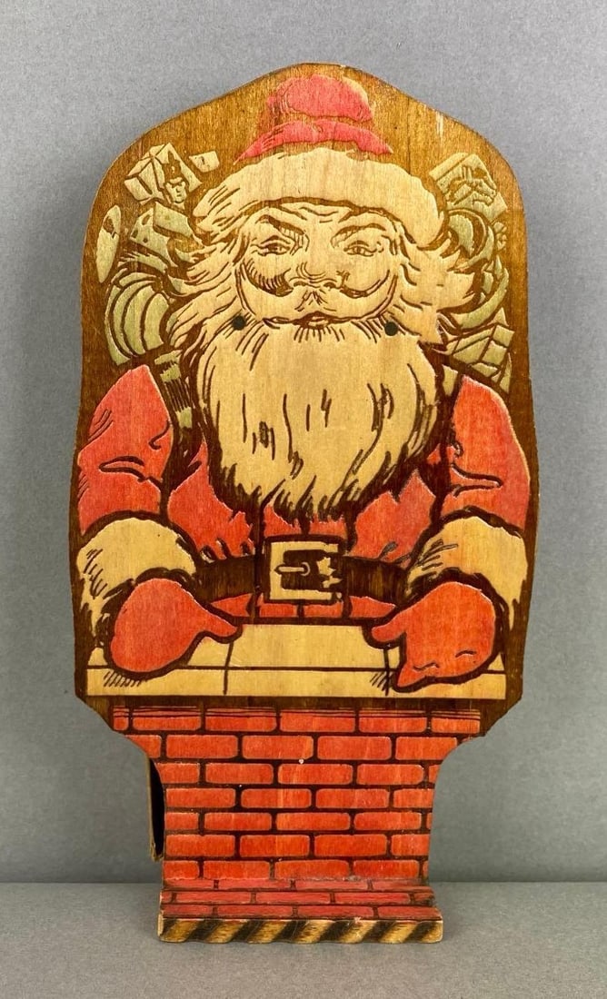 Vintage Wood Christmas Santa Match Holder (1 of 3)