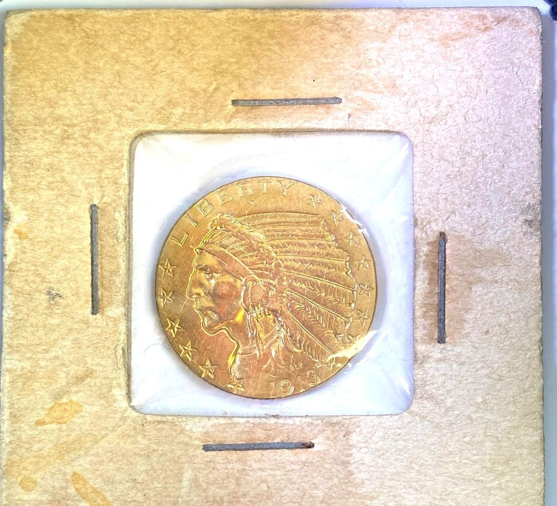 1913 $5 US Indian Head Gold Coin (1 of 3)