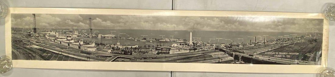 1934 Chicago Worlds Fair Map Panoramic Photograph: Measures 60 x 11 inches