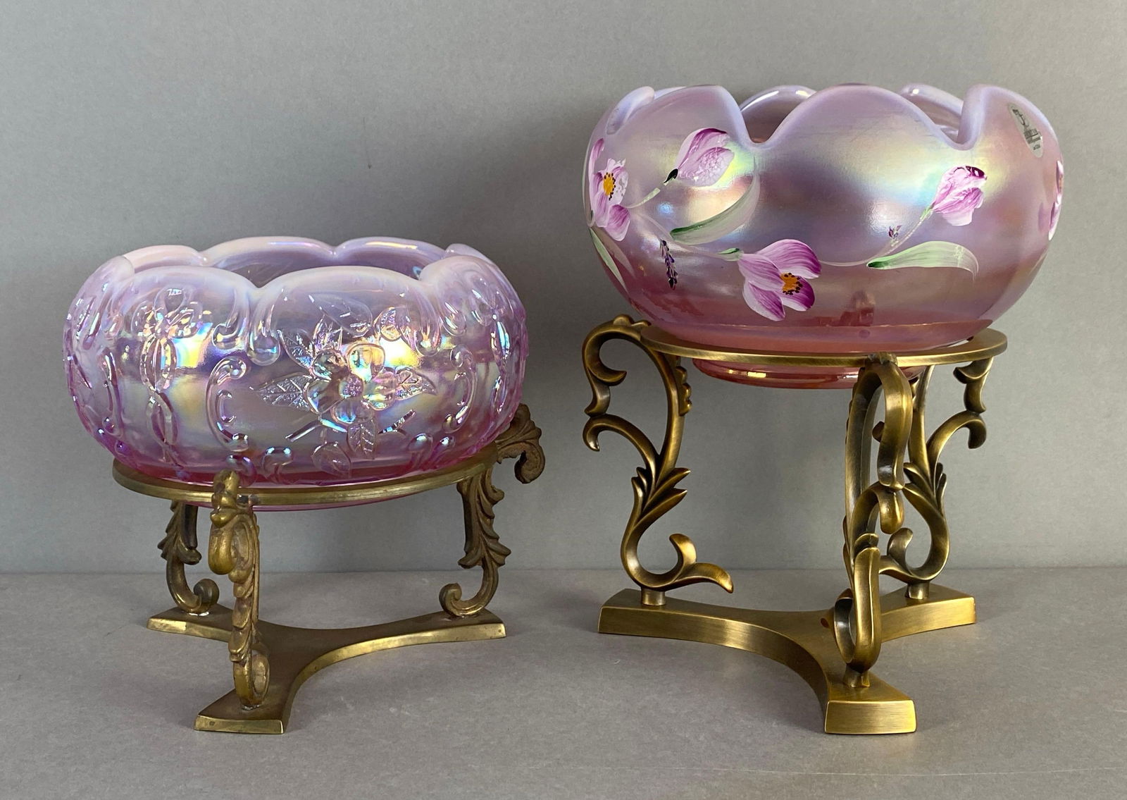 Group of 2 Fenton Iridescent Floral Candle Holders (1 of 4)