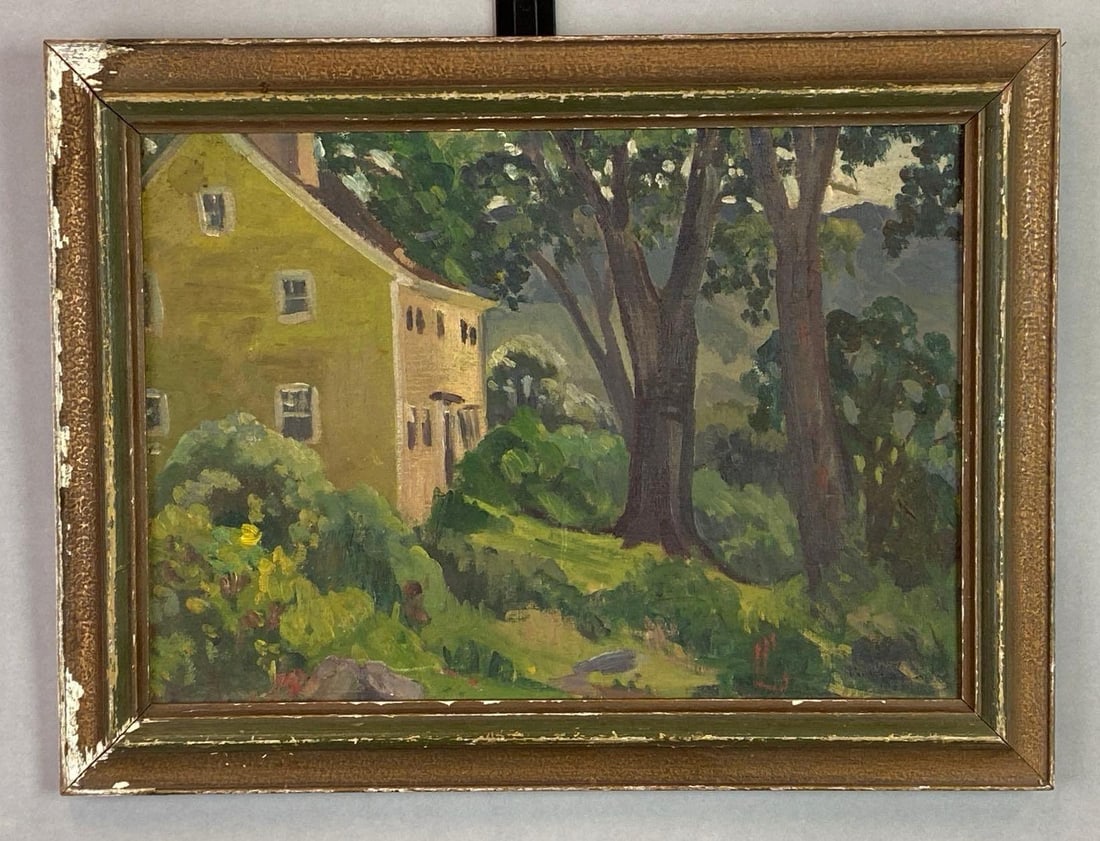 Home Yard Landscape Oil Painting on Board (1 of 2)