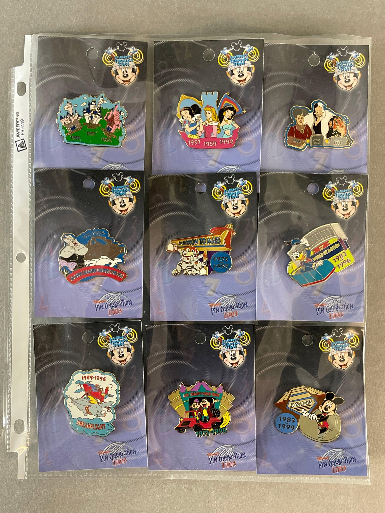 Group of 9 Disney Enamel Pins: Includes Ursula, Mr Toad, Snow White, Cruella, and More, Largest 2 x 2