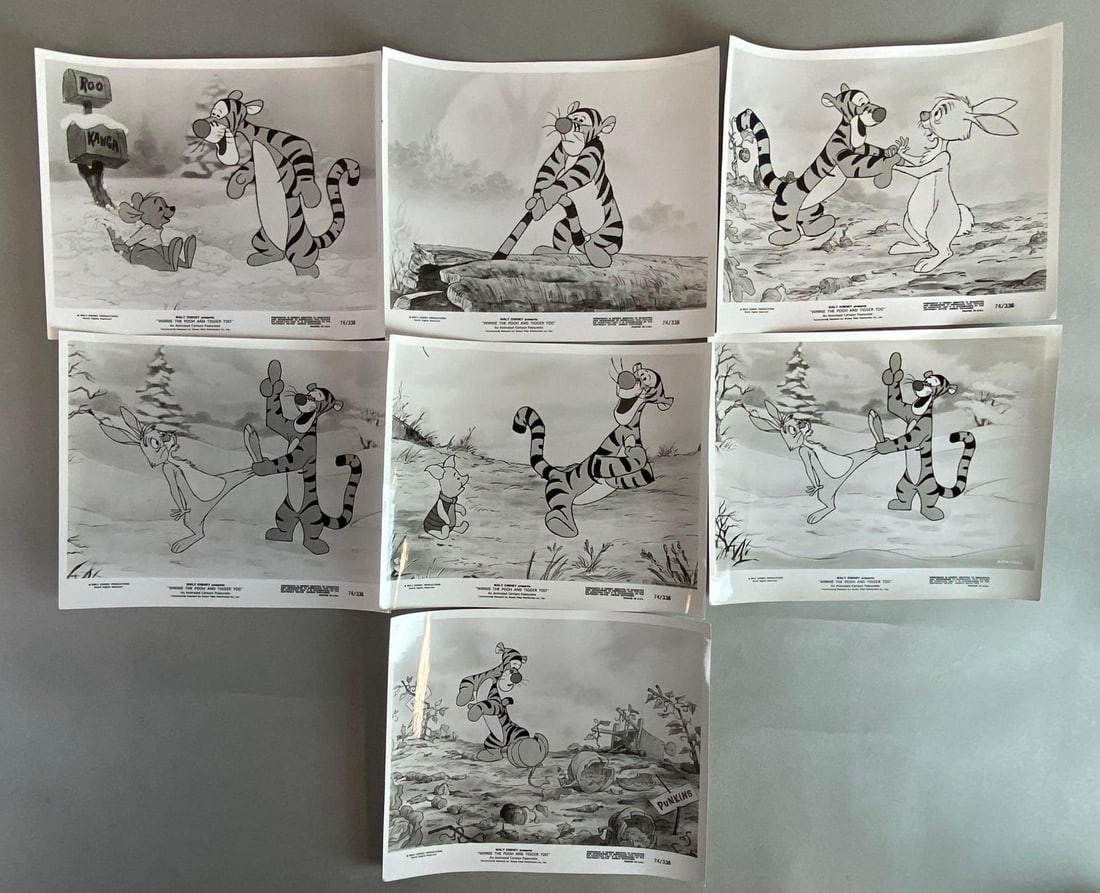 Group of 7 Disney Winnie the Pooh and Tigger Too Stills: All from batch No. 74/336, All measure 8 1/4 x 9 3/4 inches.