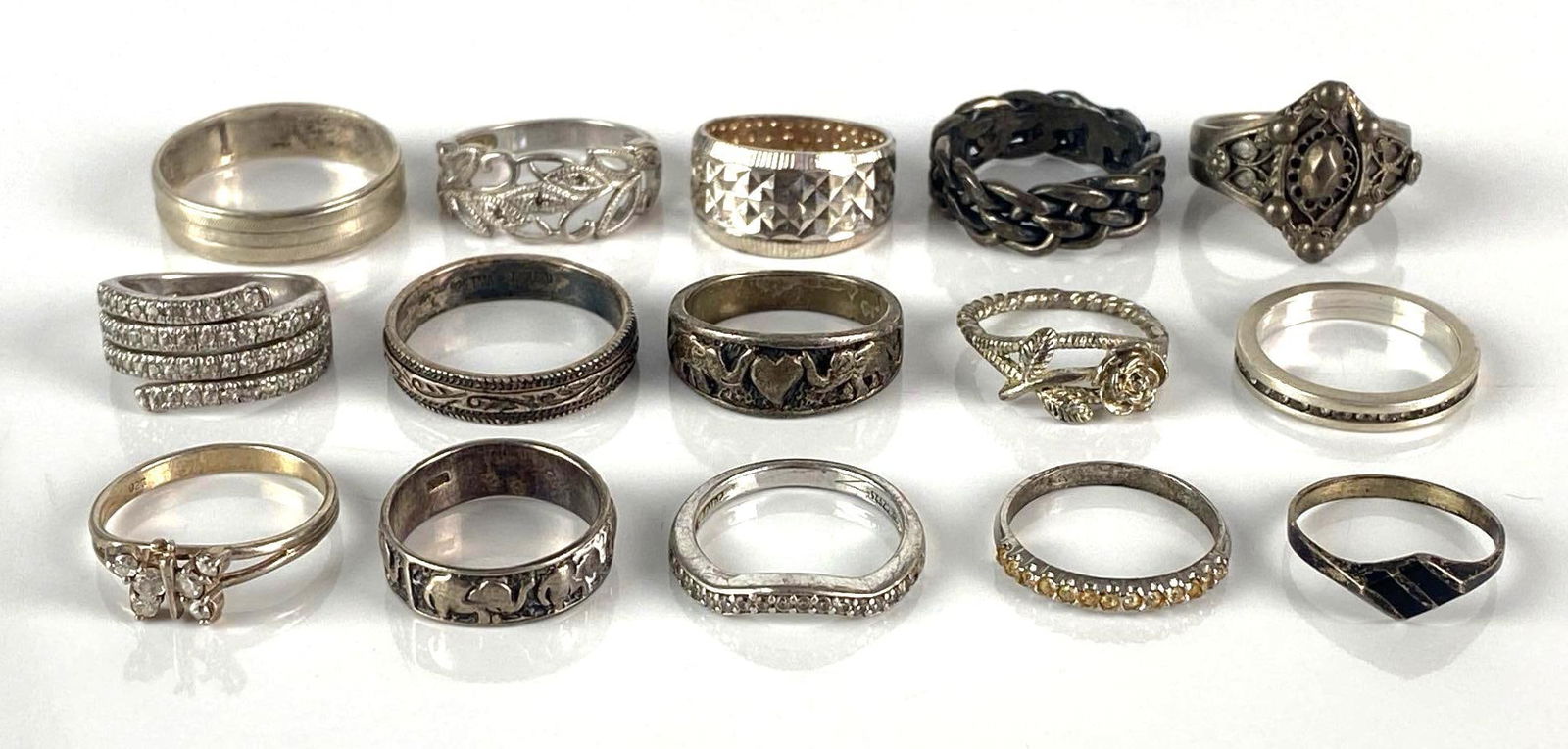 Group of 15 Sterling Silver Rings (1 of 4)